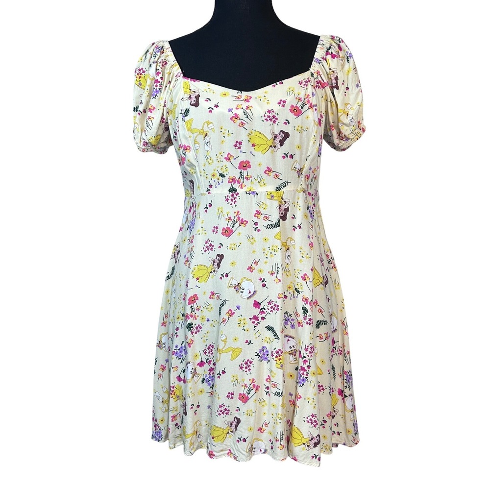 Disney Princess Milkmaid Derby Dress Beauty and the Beast Fit Flare Puff Sleeve - Picture 2 of 10